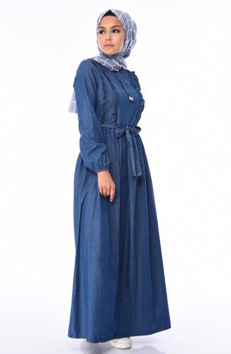 Navy Blue Hijab Dress 4063-01