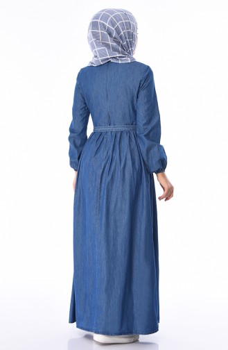 Navy Blue Hijab Dress 4063-01