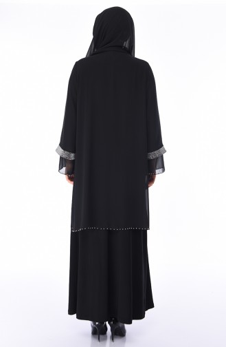 Black Hijab Evening Dress 3144-01