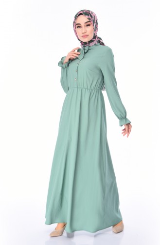 Robe Col Cravate 1027-03 Vert Noisette 1027-03