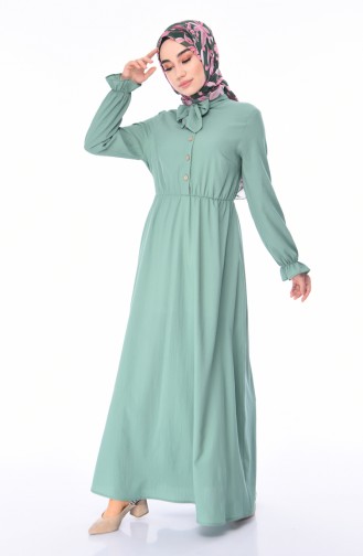 Kravat Yaka Elbise 1027-03 Çağla Yeşili