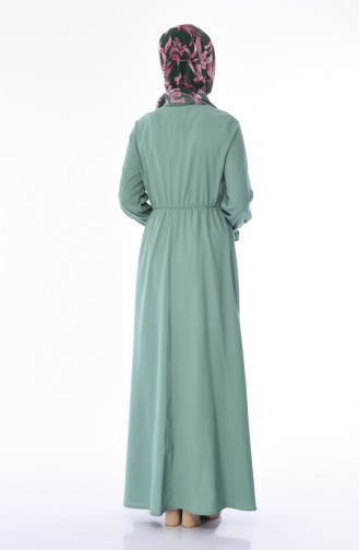 Kravat Yaka Elbise 1027-03 Çağla Yeşili