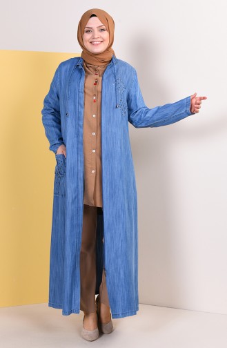 Abaya Tensel Grande Taille 0360-01 Bleu Jean 0360-01