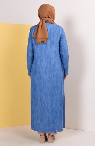 Abaya Tensel Grande Taille 0360-01 Bleu Jean 0360-01