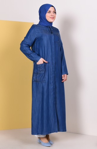 Abaya Tensel Grande Taille 0360-02 Bleu Marine 0360-02