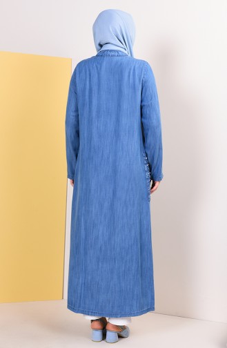 Abaya Tensel Grande Taille 0362-02 Bleu Jean 0362-02