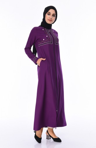 Besticktes Abaya 99195-06 Lila 99195-06