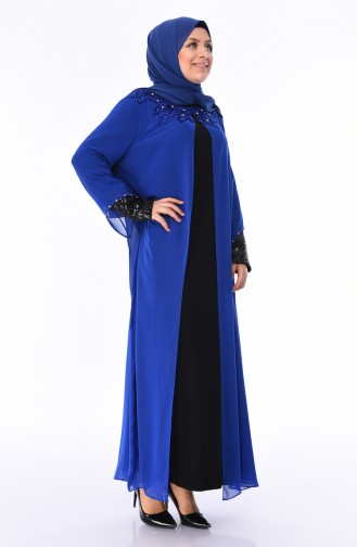 Robe de Soirée Grande Taille 6055-01 Bleu Roi 6055-01