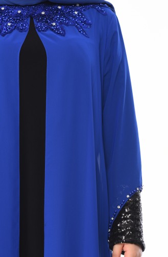 Saxe Hijab Evening Dress 6055-01