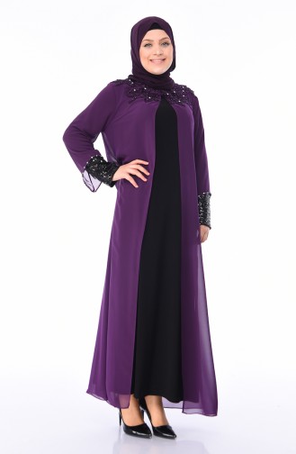 Robe de Soirée Grande Taille 6055-03 Pourpre 6055-03