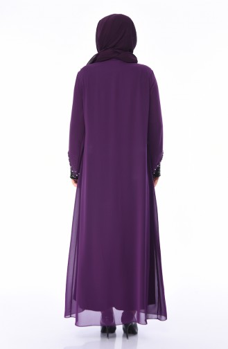 Purple Hijab Evening Dress 6055-03