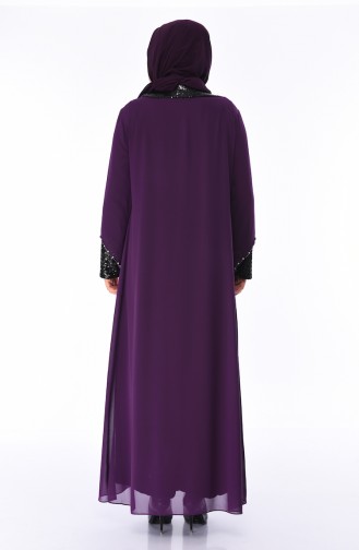 Robe de Soirée a Paillettes Grande Taille 6056-02 Plum 6056-02