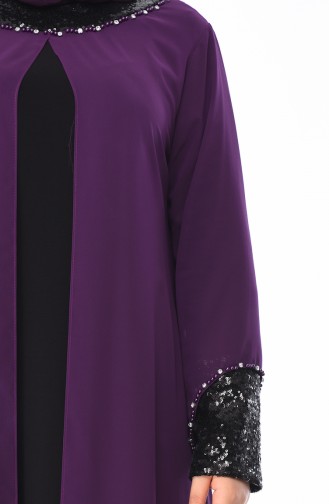 Robe de Soirée a Paillettes Grande Taille 6056-02 Plum 6056-02