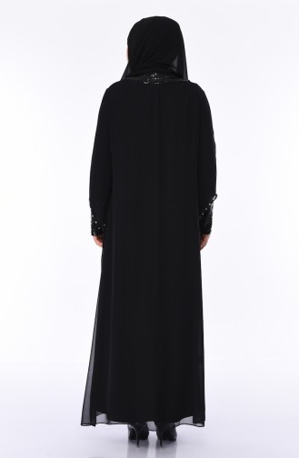 Black Hijab Evening Dress 6056-04