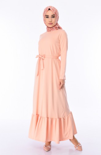 Lachsrosa Hijab Kleider 2242-07