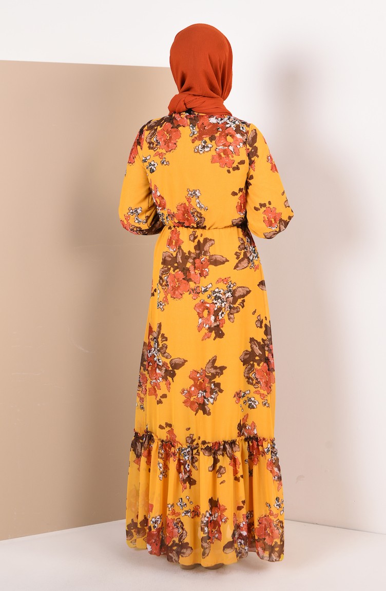 Mustard Hijab Dress 014303 Sefamerve