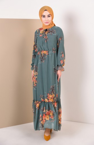 Mildew Green Hijab Dress 0143A-02