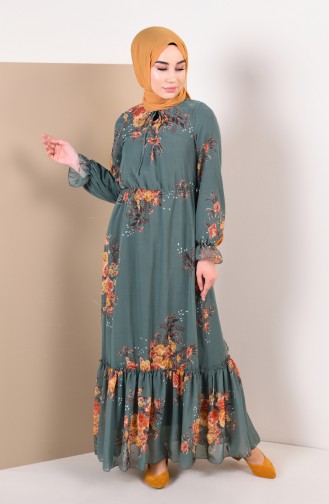 Mildew Green Hijab Dress 0143A-02