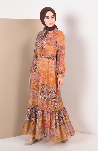 Mustard Hijab Dress 0143C-02