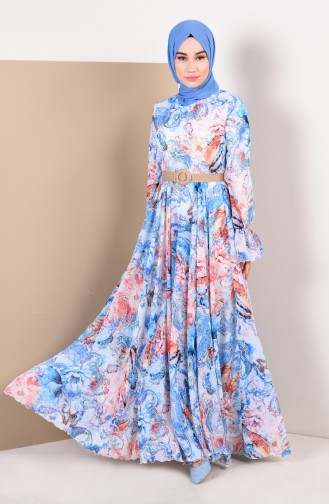 Blue Hijab Dress 1012-03