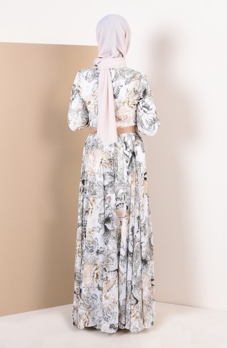 Robe Mousseline a Motifs 1012-02 Blanc Noir 1012-02