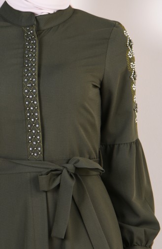 Abaya a Ceinture 9094-03 Khaki 9094-03