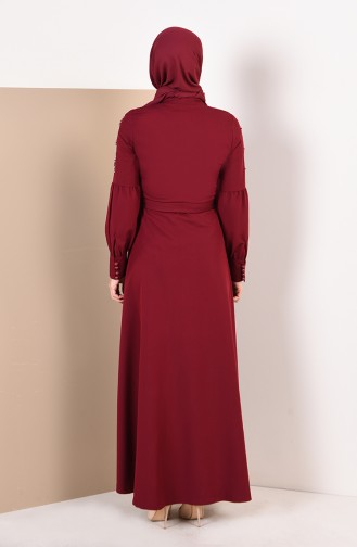 Bedrucktes Abaya mit Band 9094-04 Weinrot 9094-04