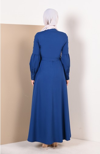 Bedrucktes Abaya mit Band 9094-06 Indigo 9094-06