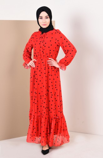 Red Hijab Dress 0143F-03