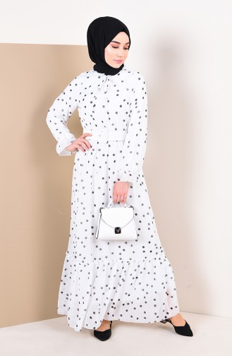 White Hijab Dress 0143F-05
