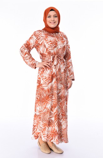Brick Red Hijab Dress 0046-02
