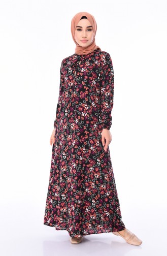 Schwarz Hijab Kleider 4522D-01