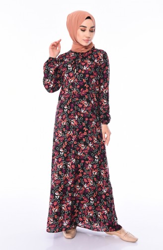 Schwarz Hijab Kleider 4522D-01