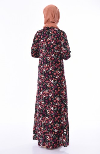 Schwarz Hijab Kleider 4522D-01