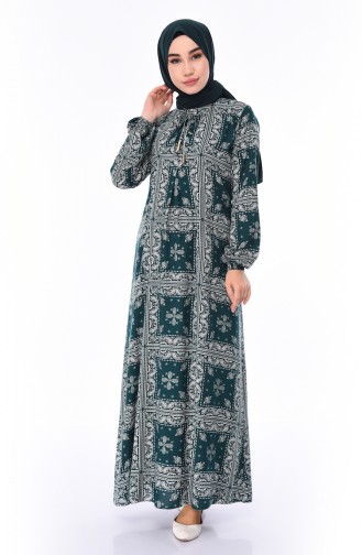 Emerald Green Hijab Dress 4522F-01