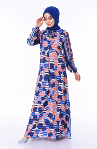 Navy Blue Hijab Dress 4522H-01