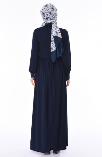 Navy Blue Hijab Dress 3008-02