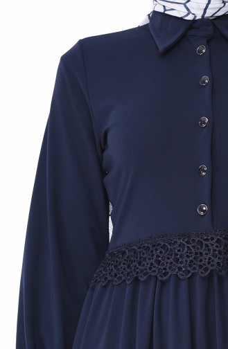 Navy Blue İslamitische Jurk 3008-02