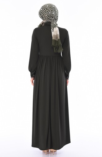 Spitzen Detailliertes Kleid 3008-04 Dunkel Grün 3008-04