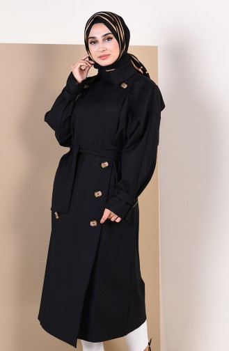 Saisonaler Trenchcoat mit Gürtel 90003-05 Schwarz 90003-05