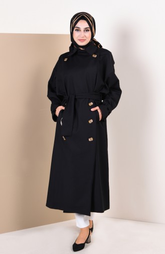 Saisonaler Trenchcoat mit Gürtel 90003-05 Schwarz 90003-05