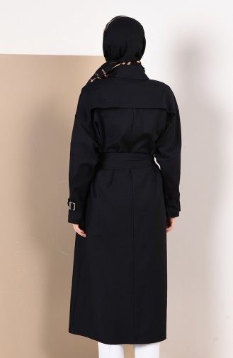 Saisonaler Trenchcoat mit Gürtel 90003-05 Schwarz 90003-05