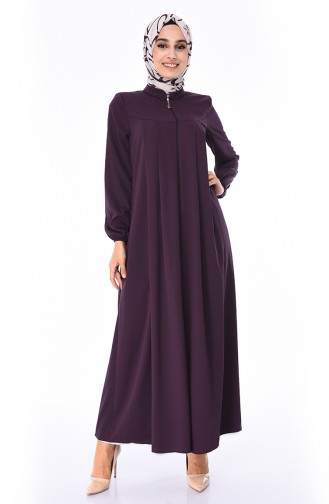 Sommerliches Abaya mit Reissverschluss 8119-01 Lila 8119-01