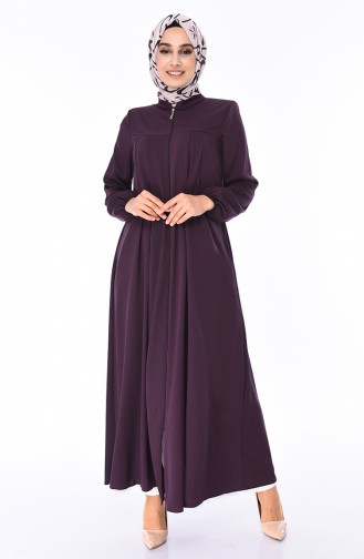 Sommerliches Abaya mit Reissverschluss 8119-01 Lila 8119-01