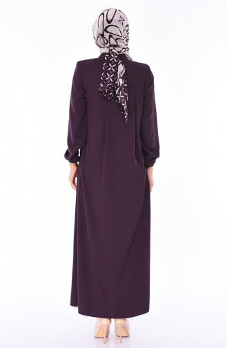 Sommerliches Abaya mit Reissverschluss 8119-01 Lila 8119-01