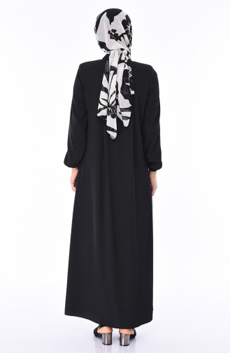 Sommerliches Abaya mit Reissverschluss 8119-04 Schwarz 8119-04