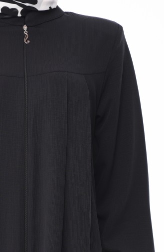 Sommerliches Abaya mit Reissverschluss 8119-04 Schwarz 8119-04