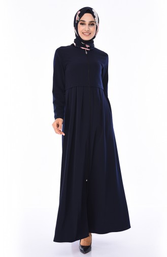 Abaya Détail Plis 2133-01 Bleu Marine 2133-01