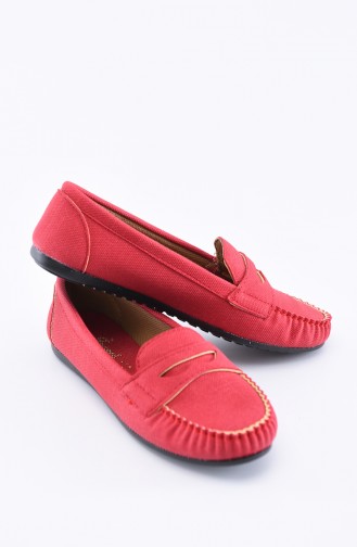 حذاء مسطح أحمر 101-16