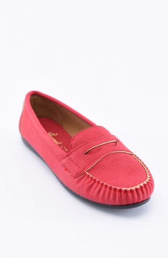 Red Woman Flat Shoe 101-16